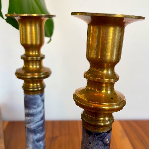 ***SOLD***Vintage Pair Brass Candleholders - Picture 8 of 11